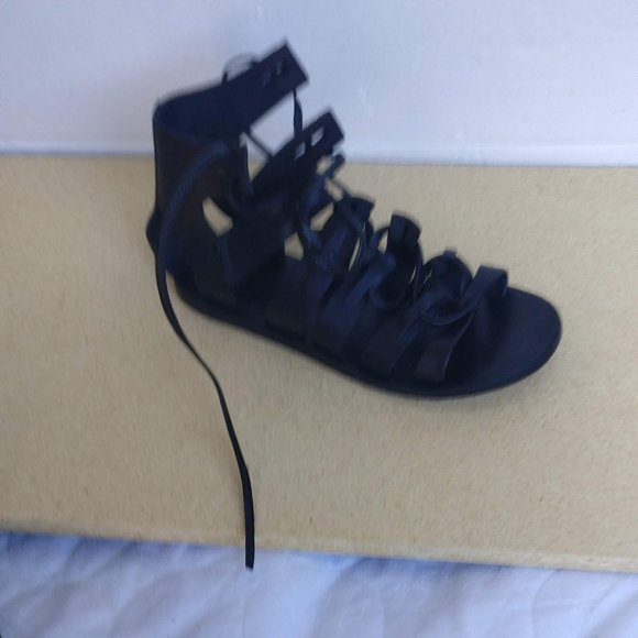 HUDSON LONDON Summertime ALL LEATHER Ancient Greek Gladiator Ankle wrap Sandal - Picture 10 of 11